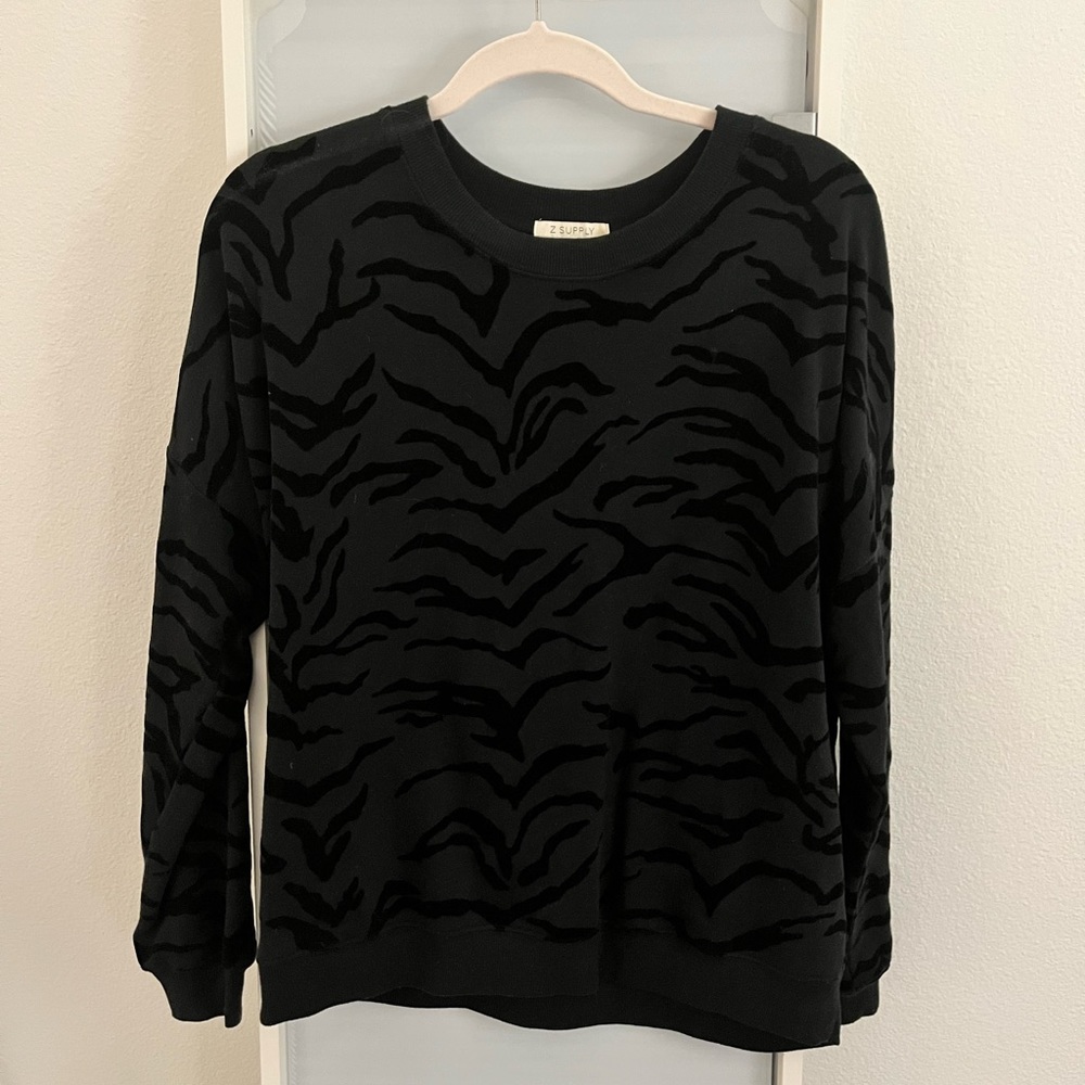 Z Supply Black Zebra Print Sweatshirt